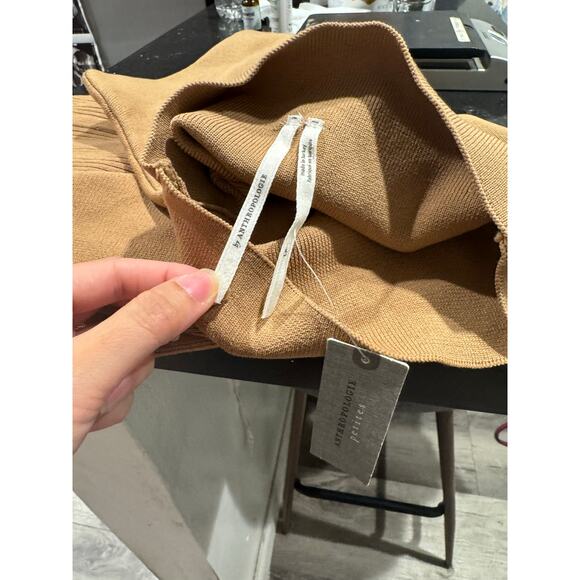 NWT Anthropologie Brown Mock Neck Short Sleeve Mini Dress Size LP - Picture 4 of 12